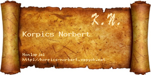 Korpics Norbert névjegykártya